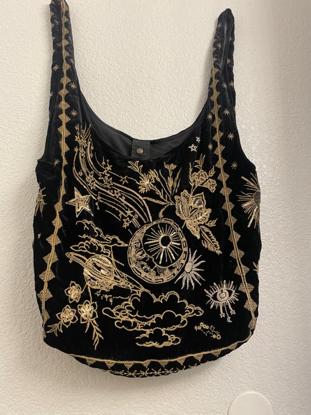 Johnny was velvet gold celestial bag